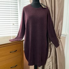 Vero Moda Curve Longline Jumper Dress Knitted Burgundy Red Sz L 20/22 NWT RP£36