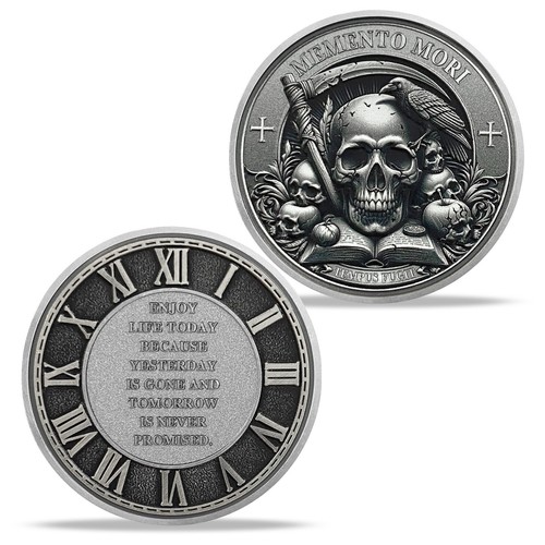 Skull memento mori coin - 3d,