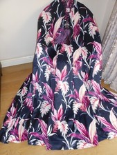 STUNNING MARKS & SPENCER NAVY BLUE / FUSHIA PINK VELOUR BOTANICAL CURTAINS