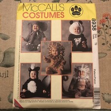 Baby Dressing Up PATTERN Animal Size 1/2 Elephant Lion Panda McCall’s 8938 Uncut