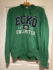 Vintage Retro Y2K Ecko Unlimited Hoodie - Green - Size Large - Preloved