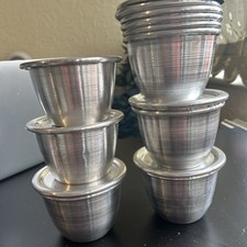 6 Moi Moi Cooking Pots Reusuable Aluminium Larges Cups With Lids.