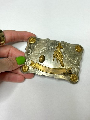 Western rodeo buckle gold - rodeo,