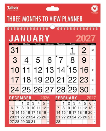 2027 calendar month per view - 3,