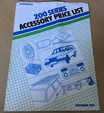 VOLVO 200 Series Model Accessory Price List November 1984 Ref 379/10/4/20M