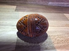 Carved coquilla nut pomander - carved,