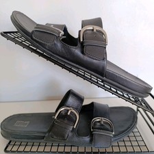 Fitflop Fit Flop Black Gracie Leather Sandals Sliders  Double Buckle UK 6.5
