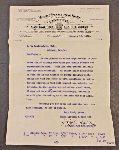 1913 henry disston - henry, &