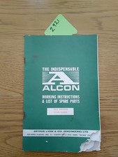 The A Lyon Alcon Working Instructions And Spare Parts Manual