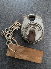 Large Chubb Battleship Heavy Duty Close Shackle Padlock With 3 keys Working 