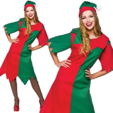 Ladies Elf Costume Adults Christmas Elves Fancy Dress Outfit Xmas Day Party Outf