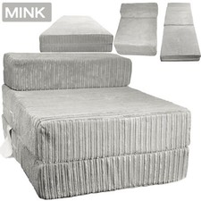 Mink Jumbo Cord Single Chair Sofa Z Bed Seat Foam Fold Out Futon Guest