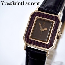YSL Women Watch Hand Wind Brown Square Model Rare Edition