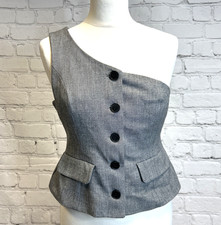 Zara Womens Top Tailoring One-Shoulder Grey Buttons Party EUR S