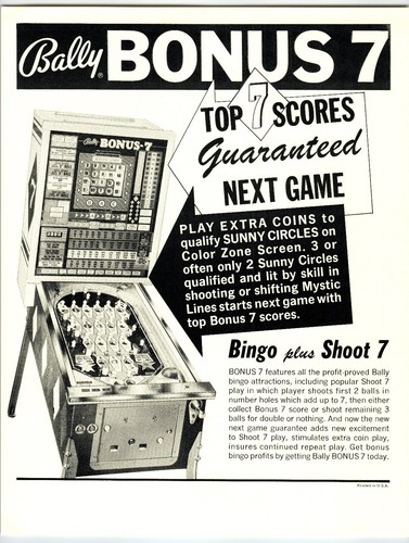 Bally bonus pinball - bonus, 7