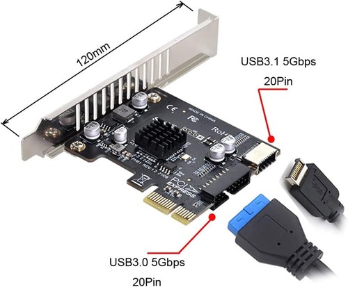 Pci usb3 type e - to, front