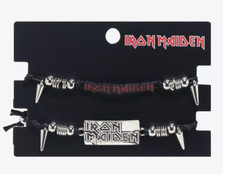 IRON MAIDEN Nameplate Cord Bracelet Set Of 2 NEW ON CARD