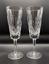 WATERFORD ~ Lismore  Champagne Flutes, Cut Hand Blown Fine Crystal 7 1/4"
