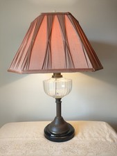 Striking Vintage Metal and Glass Converted Oil Table Lamp 