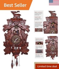 Cuckoo Clock Large Vintage Deer Handcrafted Wood Cuckoo Clock