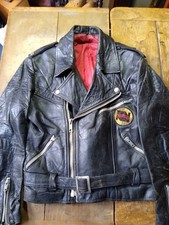 Vintage 70s Leather Motorcycle Biker Jacket Size 42 Made In England Punk Rocker