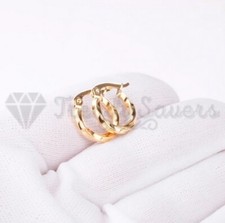18ct Gold Plated Surgical Steel Huggie Twisted Cartilage Small Hoop Earrings