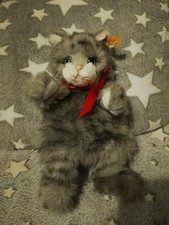 Retired Steiff 253669 Grey Tabby Kitty Cat Plush Hand Puppet Soft Toy