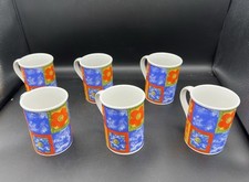 Vintage Rayware Riviera Housewares Floral Pattern Retro Mugs Set of 6