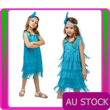 20s Girls Gatsby Costume 1920s Child Kids Blue Flapper Charleston Fancy Dress