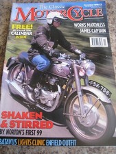 CLASSIC MOTOR CYCLE NOV 1995 WORKS MATCHLESS JAMES CAPTAIN NORTON 99 BATAVUS