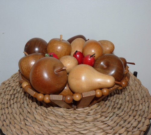 Vintage wooden fruit bowl - vintage, &