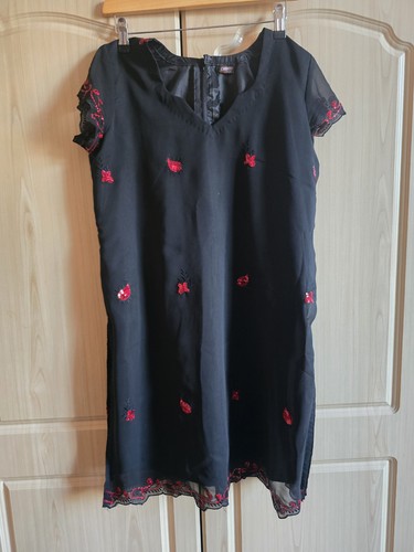 Black red embroidered indian - black, &