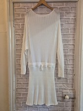 TED BAKER LADIES SIZE 5 (16UK) WHITE KNIT SHORT DRESS CG G04