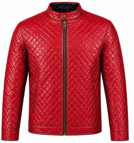 Men red faux leather quilted - men's,