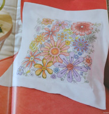 Cross Stitch Chart Only - Pretty Flower Power Pastel Shades Cushion Sampler