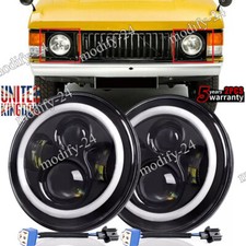 Fit 1970-1995 Land Rover Range Rover Classic DOT 7" Round Black LED Headlights