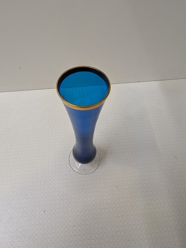 Blue slim vase - -, with