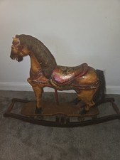 Beautiful Antique Wooden Rocking Horse NEEDS A RESTORATION - 44in At Base