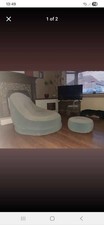 Inflatable chair & footstool, with pump  that inflates from the car connection