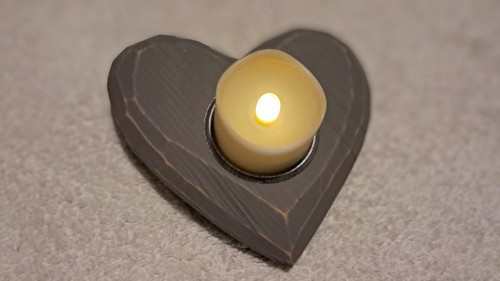 Wooden heart shaped candle - wooden,