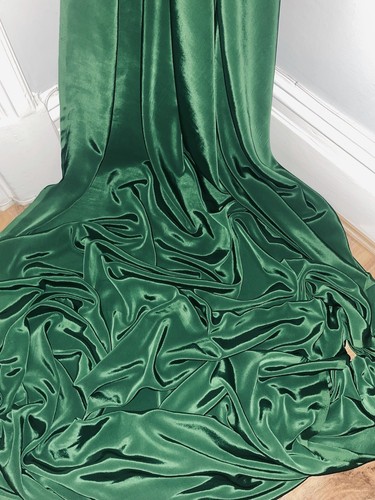 Mtr bottle green silky - silky, crepe