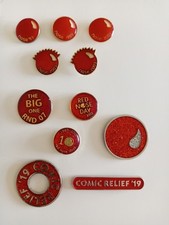 Comic Relief Red Nose Day Pin Badges x 11.  Earliest 1997