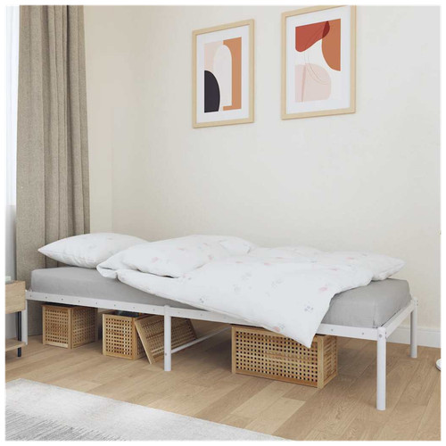 Bed frame steel white - frame,