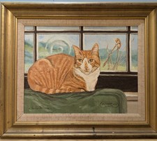 Superb Oil Painting Walter Dubois Richards 1907-2006 Ginger Cat American Artist
