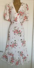 Vintage 1940s 1950s style Cream floral Maxi party tea dress Size 16 GOODWOOD 