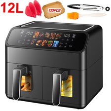 12L Air Fryer Dual Zone Digital Oven Cooker Oil Free Low Fat with 100 Tray Large