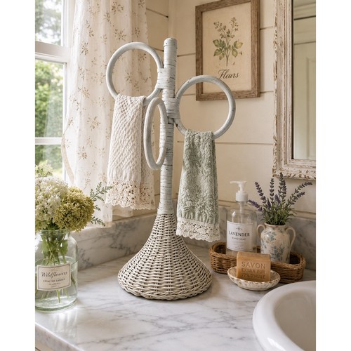 Vintage white wicker towel - wicker,
