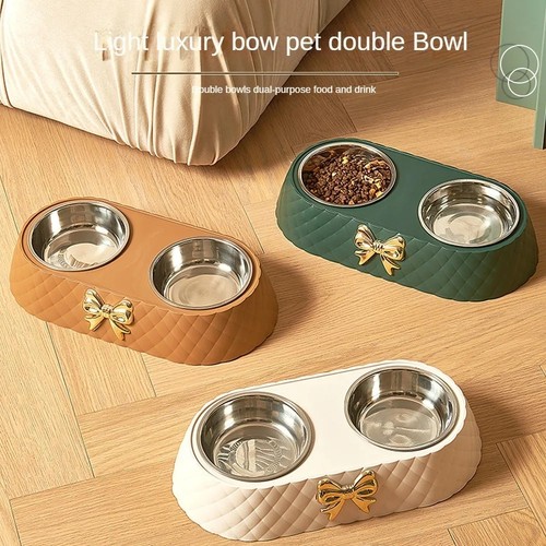 Pet double bowls cat dog - double,