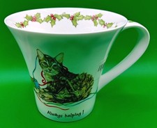 HUDSON & MIDDLETON MUG CHRISTMAS CAT "RIBBONS" BONE CHINA ANNA DANIELLE 2003 NEW