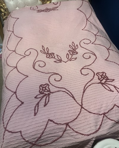 Antique pink candlewick floral - antique,